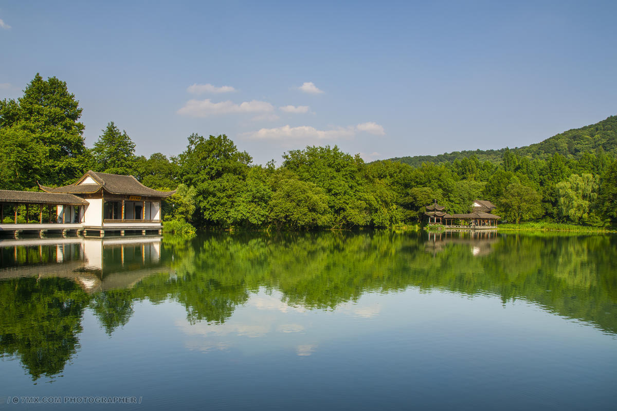 杭州西湖园林山水风光 风光 建筑 风光 古建筑 天空 倒影 传统 山水